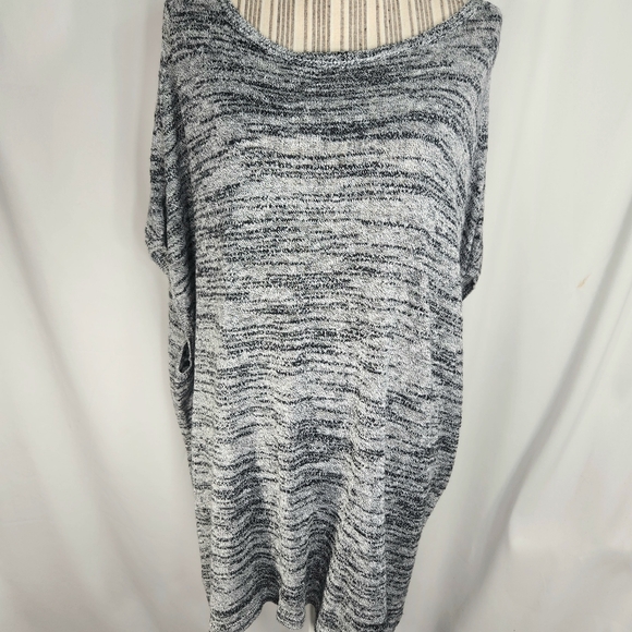 Purejill Black & Grey Heathered Linen Sleeveless Oval Neck Sweater Plus Size 3X - Picture 1 of 7